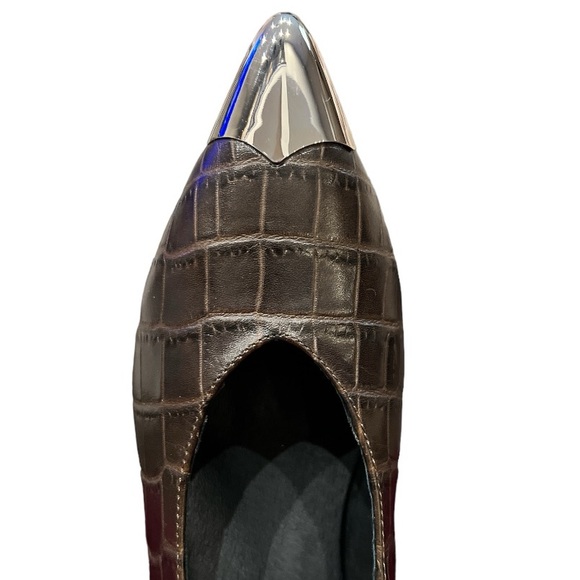 Dark brown croc croco embossed leather pumps Halt by Jeffrey Campbell NEW NIB 8 - Picture 5 of 6